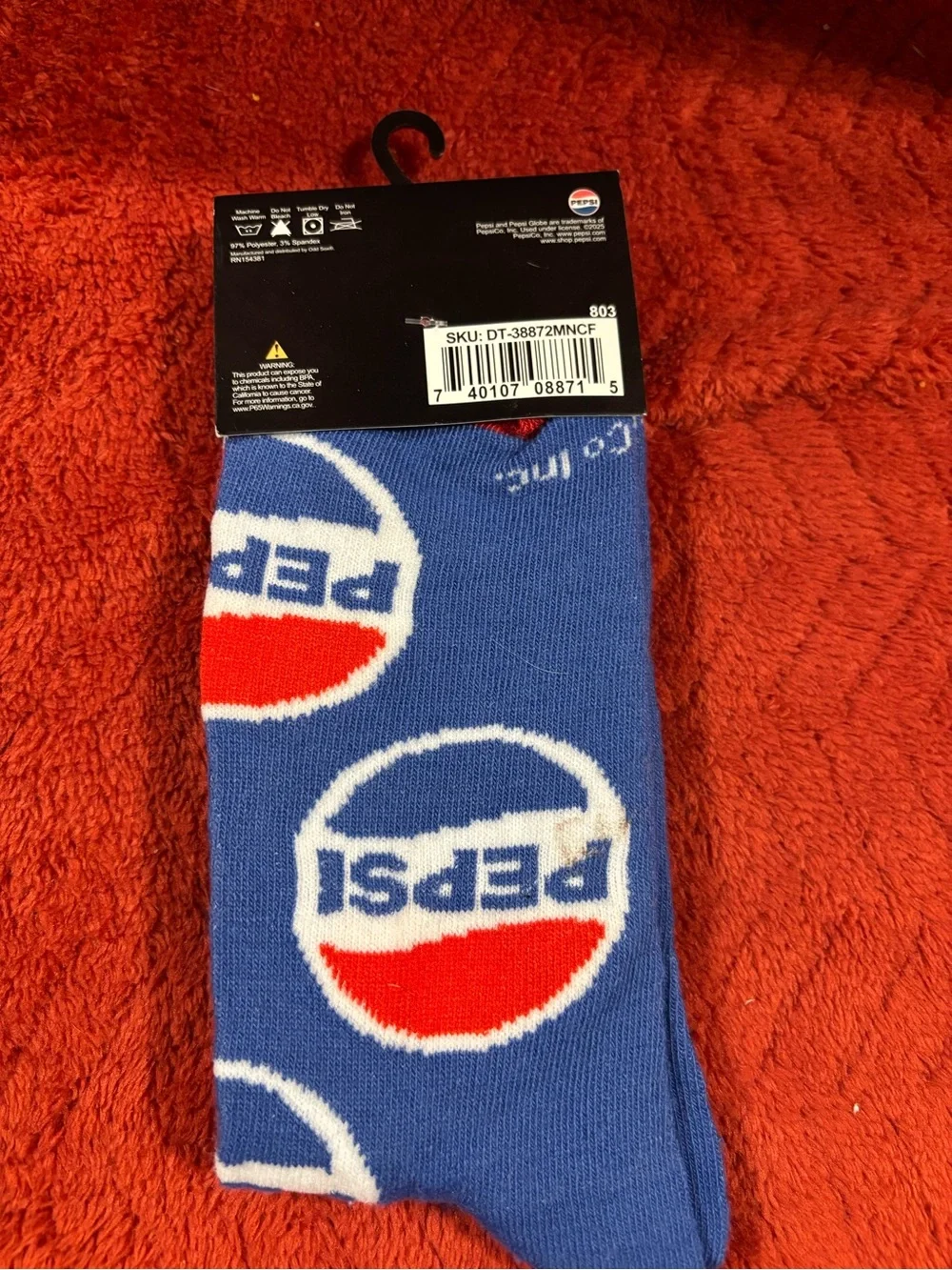 Pepsi Men’s Crew Socks in Blue, Red and White